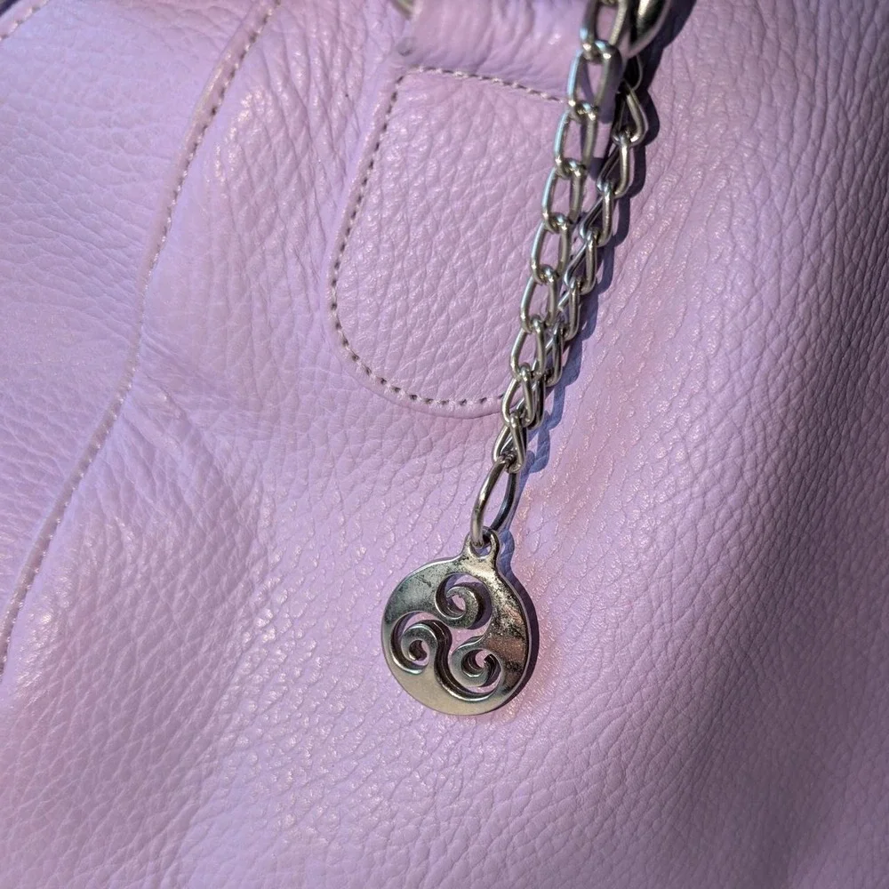 Lilac Leather Dome Satchel Handbag